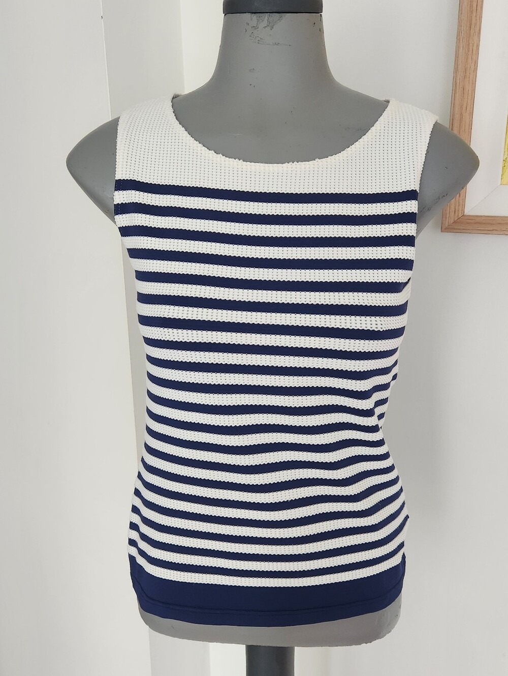 Saint James Navy and White Striped Knit Tank